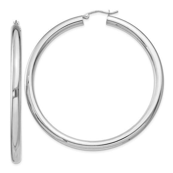 4mm Sterling Silver Extra Large Round Hoop Earrings 60mm (2 3/8 In)